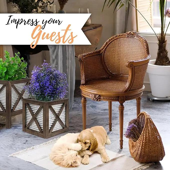 Autumn Alley Farmhouse Front Porch Planters Set of 2 Stand with Galvanized Corrugated Metal Planters for Outdoors/Indoors - Rustic Wood Square Planters Box on Legs – Charming Farmhouse Décor, Brown by GreenHaven Gardens