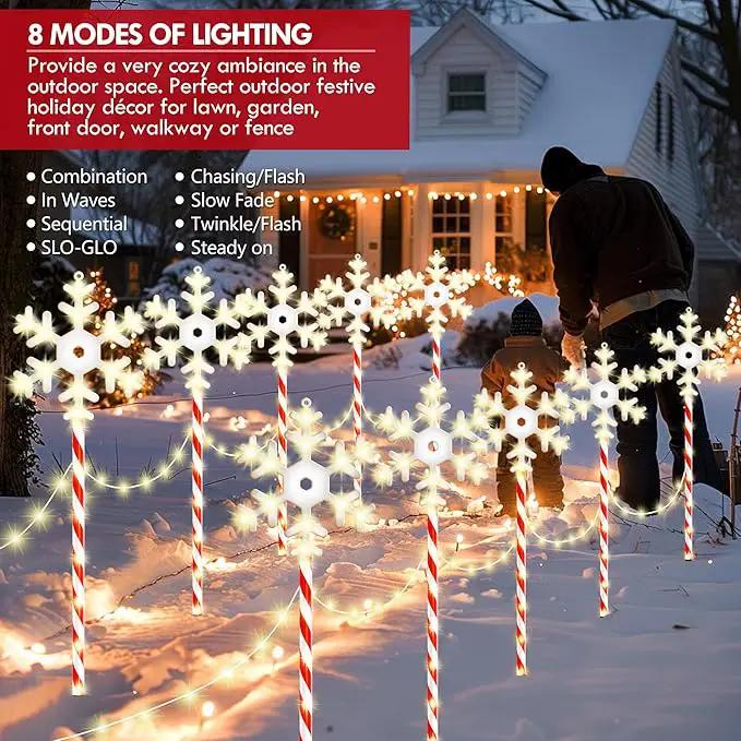 Christmas Pathway Lights Snowflake Outdoor 10PK 28inch 250LED 8 Modes Yard Decoration Flashing Waterproof Outdoor Lighted Up Christmas Light Decor for Garden Yard (Red) by GreenHaven Gardens