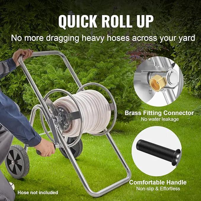 VEVOR Hose Reel Cart, Hold Up to 175 ft of 5/8’’ Hose (Hose Not Included), Garden Water Hose Carts Mobile Tools with Wheels, Heavy Duty Powder-coated Steel Outdoor Planting for Garden, Yard, Lawn by GreenHaven Gardens