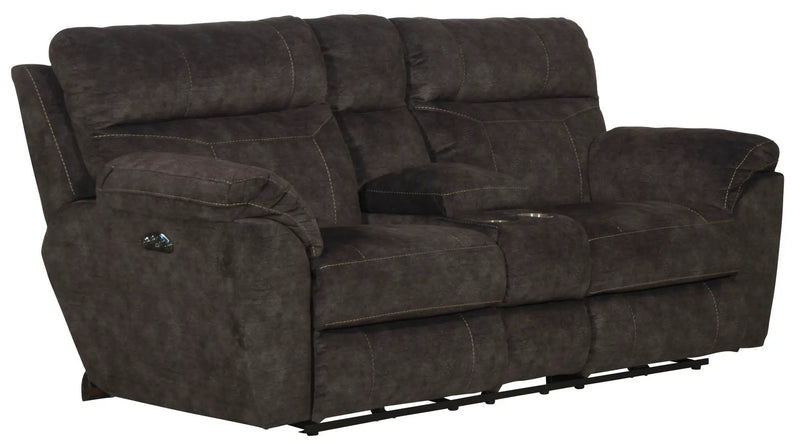 Sedona - Power Headrest Lay Flat Reclining Console Loveseat With Storage & Cupholders by Unique Piece Furniture