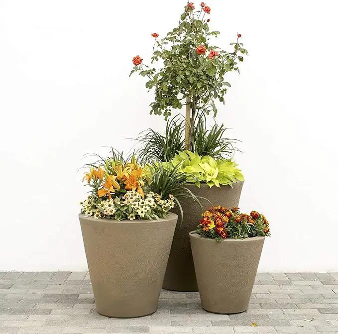 Crescent Garden Dot TruDrop Indoor/Outdoor Planter, Self-Watering Plant Pot, 20 Inches, (Old Bronze) by GreenHaven Gardens