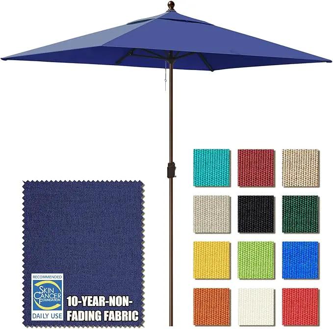 EliteShade USA 10-Year-Non-Fading 6.5x10Ft Rectangular Market Umbrella Patio Umbrella Outdoor Table Umbrella with Ventilation, Navy Blue by GreenHaven Gardens