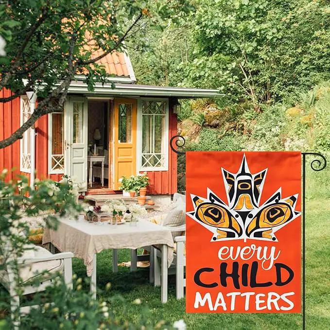 Canada Orange Indigenous 12x18 Inch Garden Flag Banner by GreenHaven Gardens