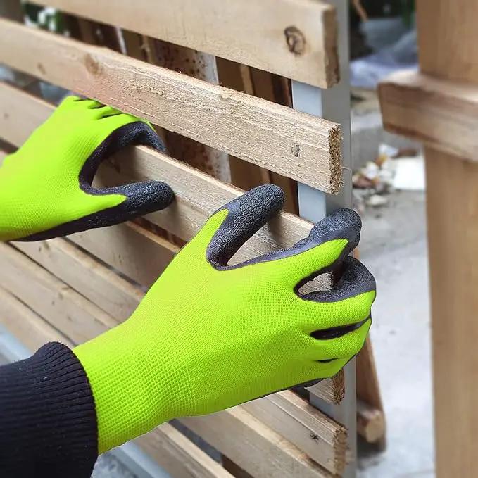 Evridwear Crinkle Latex Rubber Hand Coated Safety Work Gloves for Men Women General Multi Use Construction Warehouse Gardening Assembly Landscaping (XL-Size) Lime 120 Pairs Pack by GreenHaven Gardens
