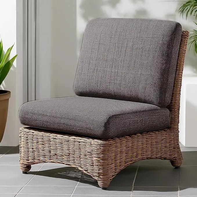 Codi Outdoor Seat Cushions for Patio Furniture 22x22 Inch, Waterproof Chair Cushion with Textured Fabric, Handles & Adjustable Straps, Fade Resistant - Set of 2, Grey