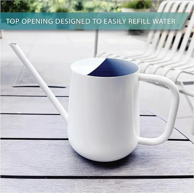 Metal Watering Can for Indoor Houseplants Outdoor Garden Long Sprout Water Can for Succulents Herb Bonsai Modern Garden Tool 33.8oz/1000ml (Brilliant White) by GreenHaven Gardens
