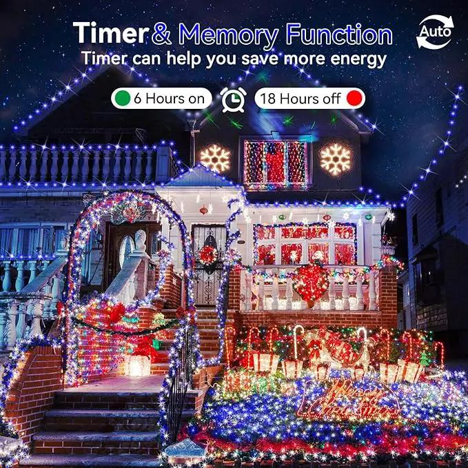 Hezbjiti 2 Pack 1000 LED 403 FT Christmas String Lights Outdoor, 8 Lighting Modes IP44 Waterproof Fairy Lights with Timer and Dimmable Function for Party Tree Decorations (Blue, Clear Wire) by GreenHaven Gardens