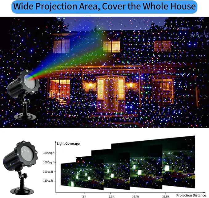 Christmas Laser Projector Light, Wide Coverage RGB Holiday Laser Light Projector Outdoor, Waterproof Laser Star Projector with Remote and Timer for Xmas, Party, Garden, House Decoration by GreenHaven Gardens