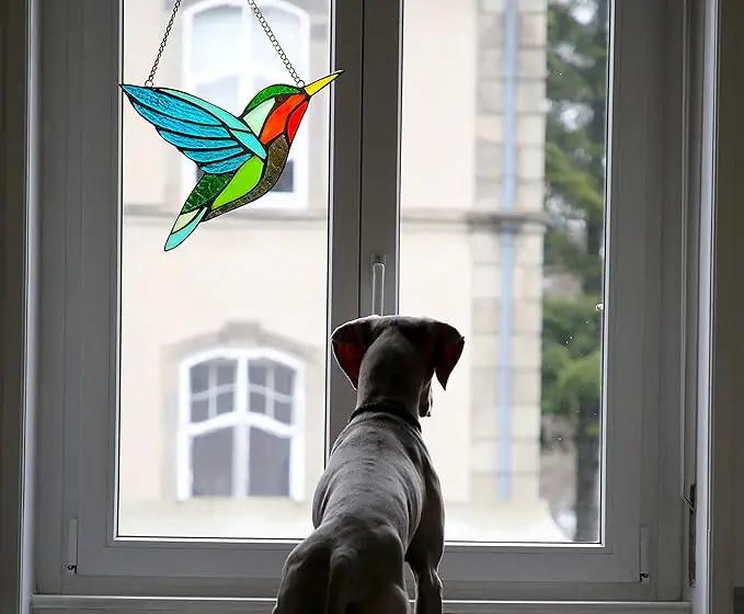 2 Pack Hummingbird Stained Glass Birds Window Hangings, Stained Glass Decorations,Bird Suncatcher for Window Decor Hummingbird Gifts for Mom,Bird Lovers by GreenHaven Gardens