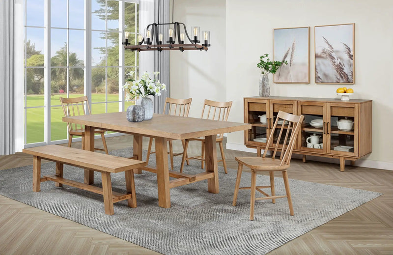 Middleton 60-inch Wood Backless Dining Bench Natural Brown by Unique Piece Furniture