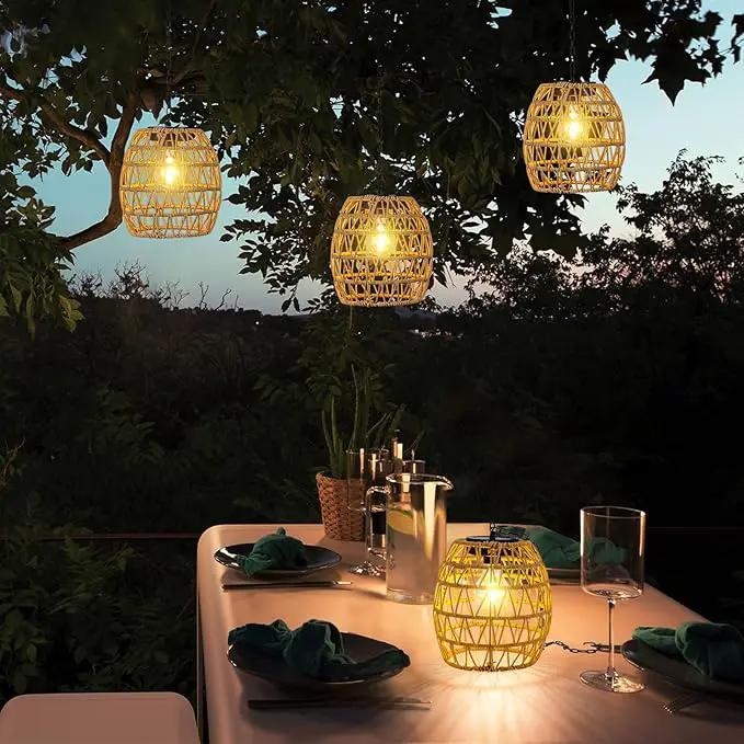 Solar Lanterns Outdoor Waterproof Light, Rattan Solar Powered Lantern for Hanging or Table Lamp Chandelier Light for Outside Patio Yard Garden Gazebo Porch Home Decorations by GreenHaven Gardens