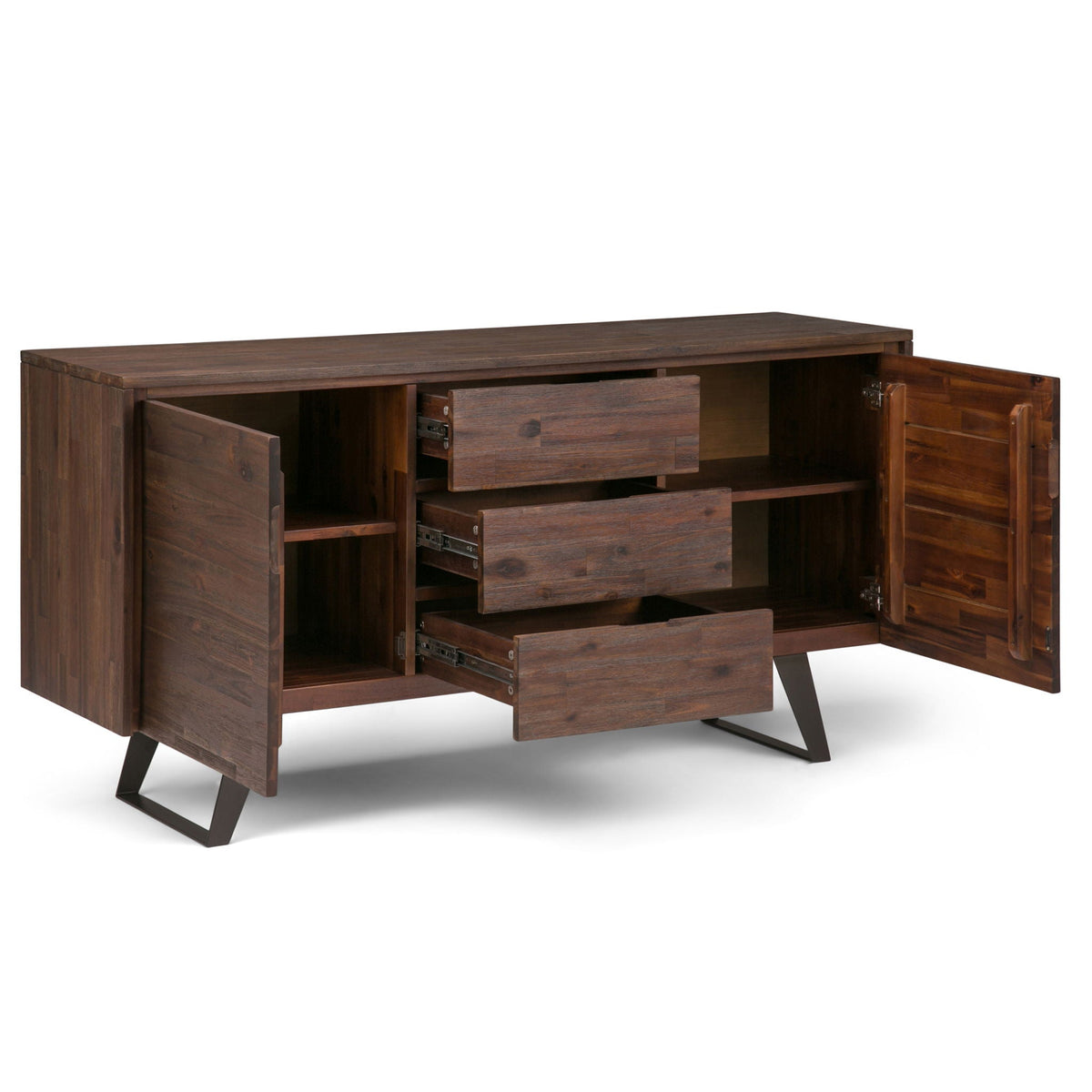 Lowry Modern Industrial Sideboard Buffet with Adjustable Shelves - Dark Brown or Light Brown, photo 9 of 15