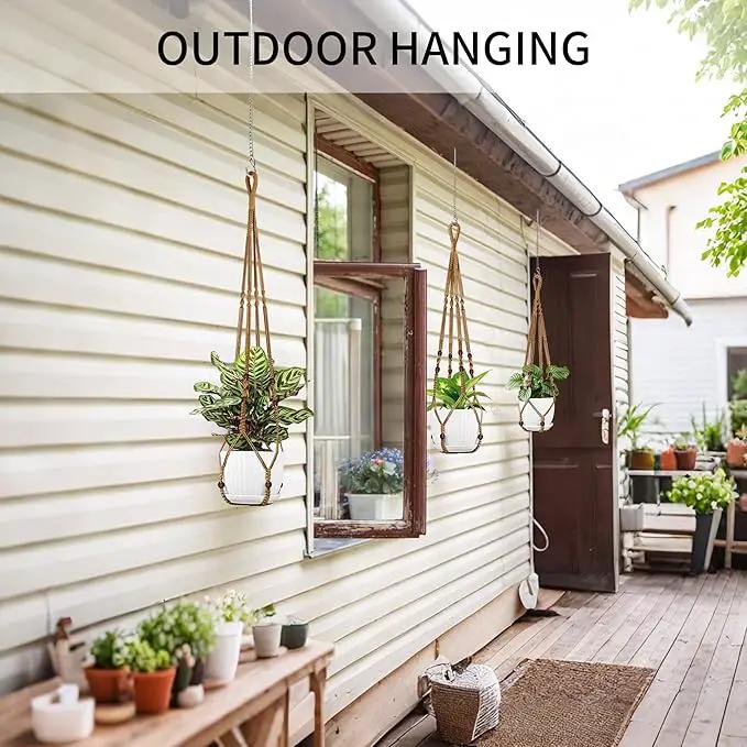 3 Pack Macrame Plant Hanger - 43"/35"/29" Different Sizes, Hanging Planter Basket Flower Pot Holder for Indoor Outdoor, with Wood Beads, Boho Home Decor, Brown (POTS NOT Included) by GreenHaven Gardens