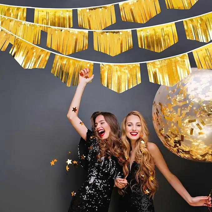Gold Tassel Banner Double Sided Metallic Fabric Pennant Bunting Flag Garland for Graduation Birthday Anniversary Bachelorette Engagement Wedding Bridal Shower Baptism Hen Party Decorations Supplies by GreenHaven Gardens
