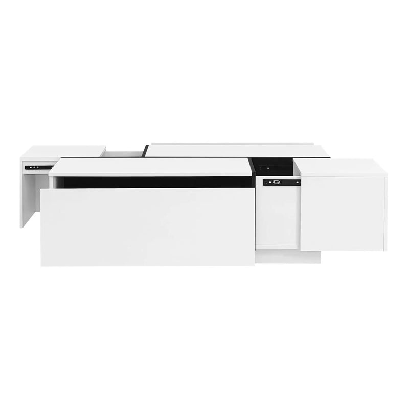 Extendable Coffee Table With 2 Hidden Storage Space And 2 Drawers For Living Room