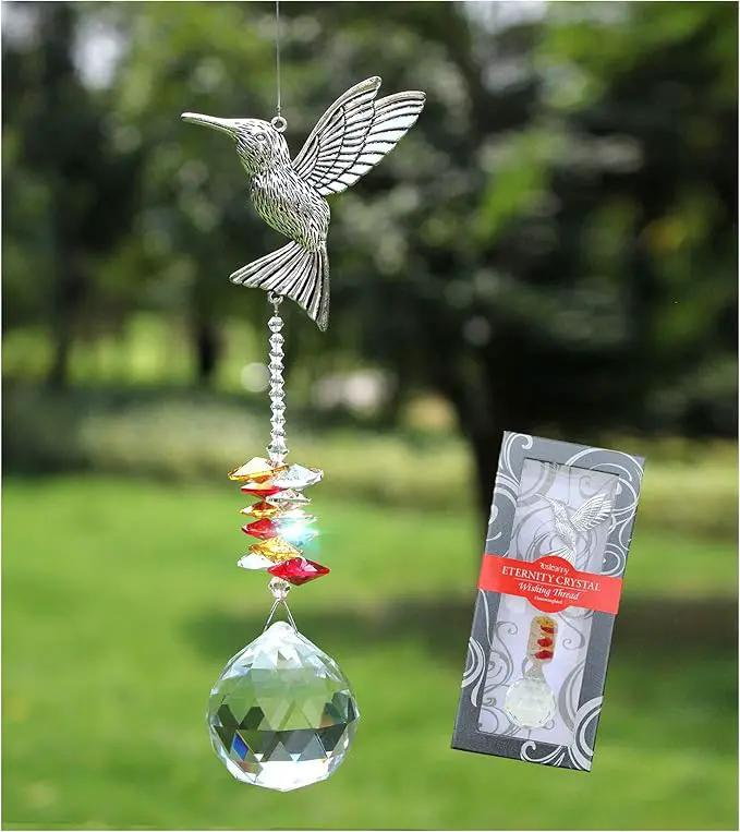Crystal Garden Suncatcher Hanging Crystals Ornament for Window Rainbow Maker Prisms Home Decor Gift Boxed Sun Catcher Gift Idea for Mom Friends Grandma,Hummingbird by GreenHaven Gardens