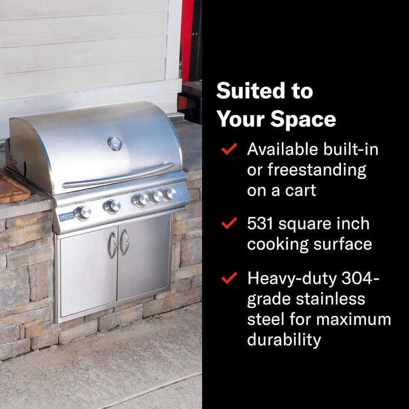 Blaze Outdoor Grill | 32-inch Stainless Steel Natural Gas BBQ Grill | 4 Burner Barbecue | Premium Outdoor Kitchen Grilling | Rear Infrared Burner & Grill Lights | BLZ-4LTE2-NG by GreenHaven Gardens