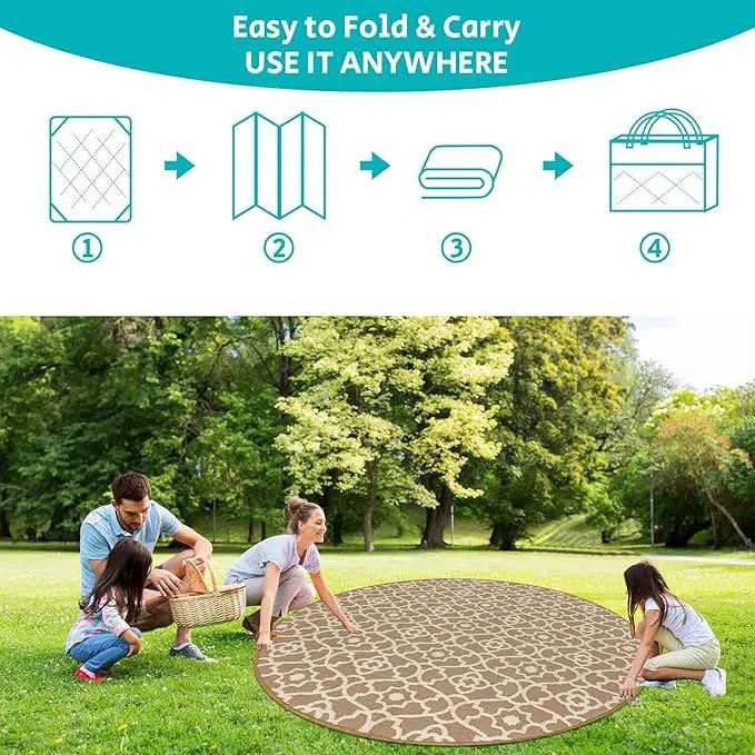 HEBE Outdoor Rug Waterproof 8ft, Plastic Straw Rug Camping Rug, Reversible Outdoor Patio Rugs RV Mat Clearance, Indoor Outside Floor Carpet for Porch,Deck,Camper,Balcony,Backyard by GreenHaven Gardens