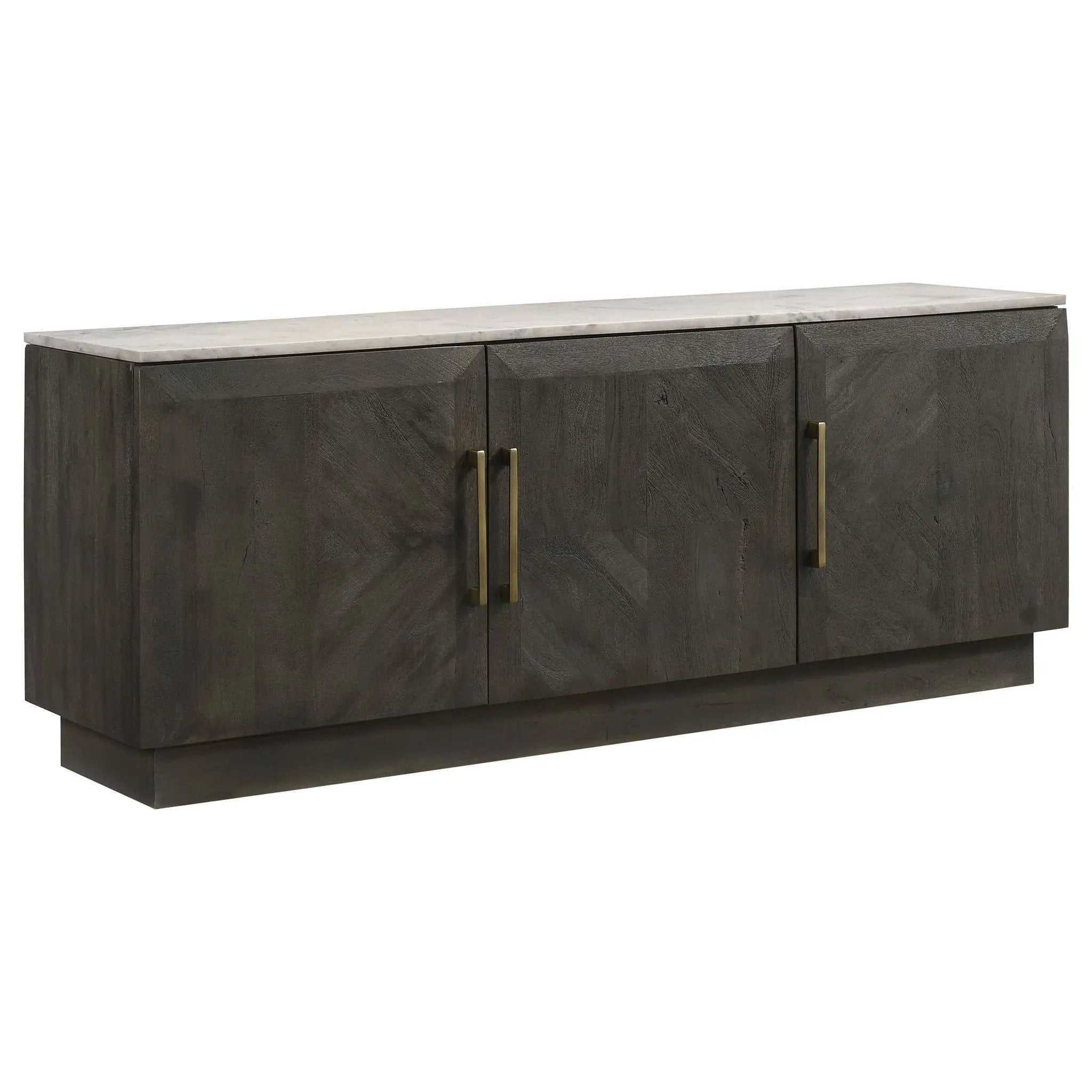 Dennis 3-door Marble Top Sideboard Buffet Tobacco Grey by Unique Piece Furniture