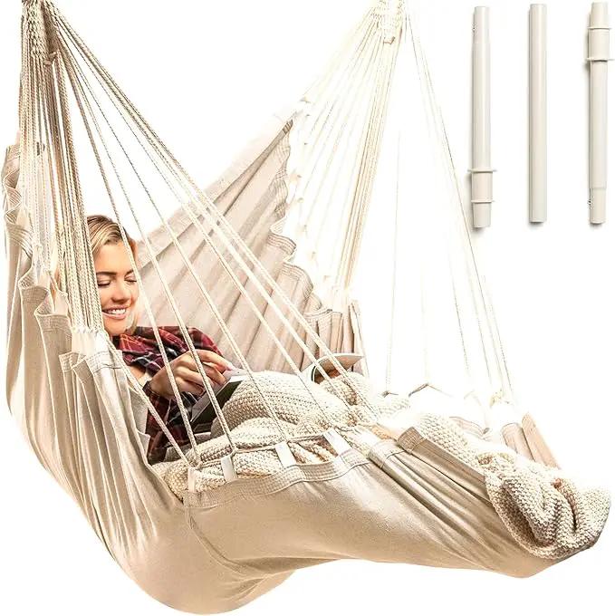 Hanging Hammock Chair Swing – Hanging Chair Outdoor & Indoor - Hammock Swing Chair – Quick & Easy Setup with Hardware Kit – Durable & Spacious Full Body Support – Holds 440 Lbs by GreenHaven Gardens