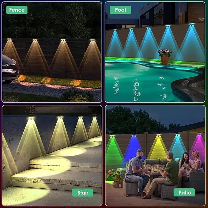 Derynome Solar Fence Lights Outdoor - Dusk to Dawn IP45 Waterproof Solar Garden Lights for Outside, Step, Backyard, Railing, Step, Patio & Wall (Color Change+7 Color, 8 Pack) by GreenHaven Gardens