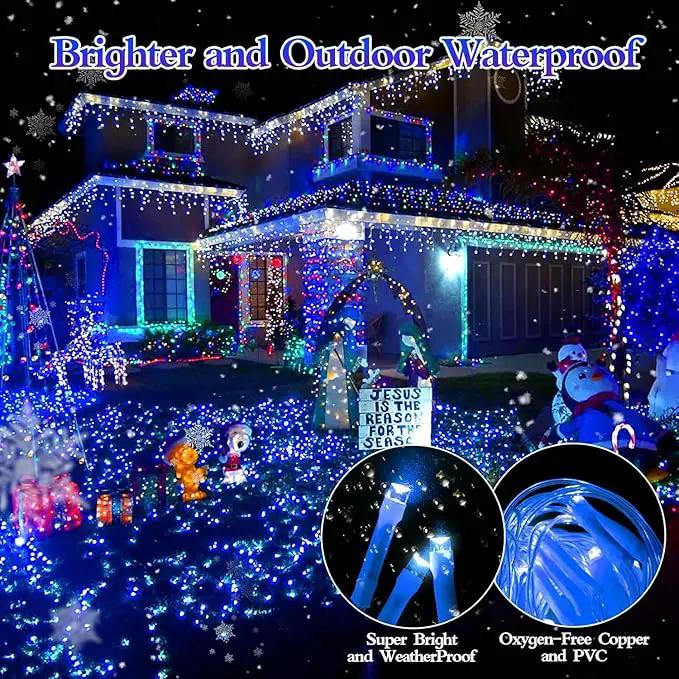960 LED 98FT Christmas Lights Plug in 8 Modes with Timer Dimmable Christmas Decorations Outdoor Waterproof Indoor Curtain String Lights for Roof Garden Holiday Wedding Party Decor Blue by GreenHaven Gardens