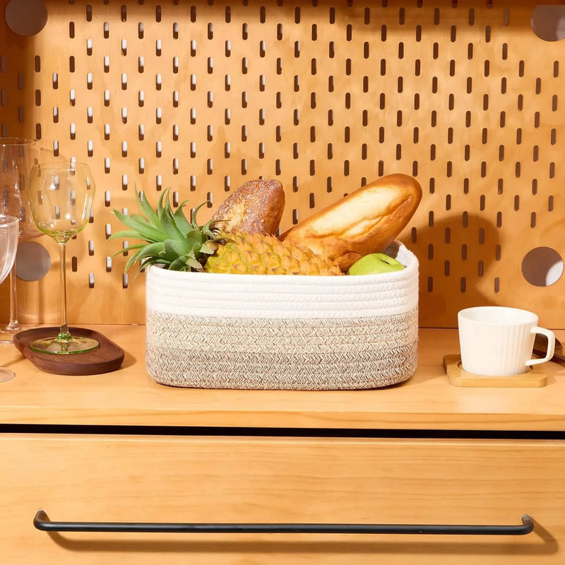 Small Storage Baskets for Organizing | Closet Organizer Bins | Shelf Toy Basket | Woven Rope Baskets | Cube Decorative Box | Shallow Basket |11.5x7.5x4.7”| 4 Packs Gradient Brown by GreenHaven Gardens