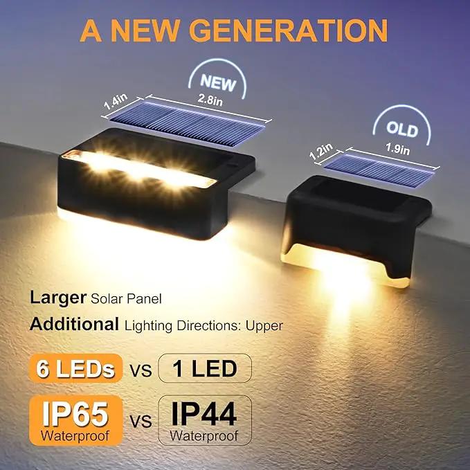 SOLPEX Solar Fence Lights, 6 LEDs Solar Lights Outdoor Waterproof Solar Powered for Deck, Stair, Front Porch, Balcony, Walkway, Garden, Yard, Patio, Pool Decor, IP65 Waterproof (16 Pack, Warm White) by GreenHaven Gardens