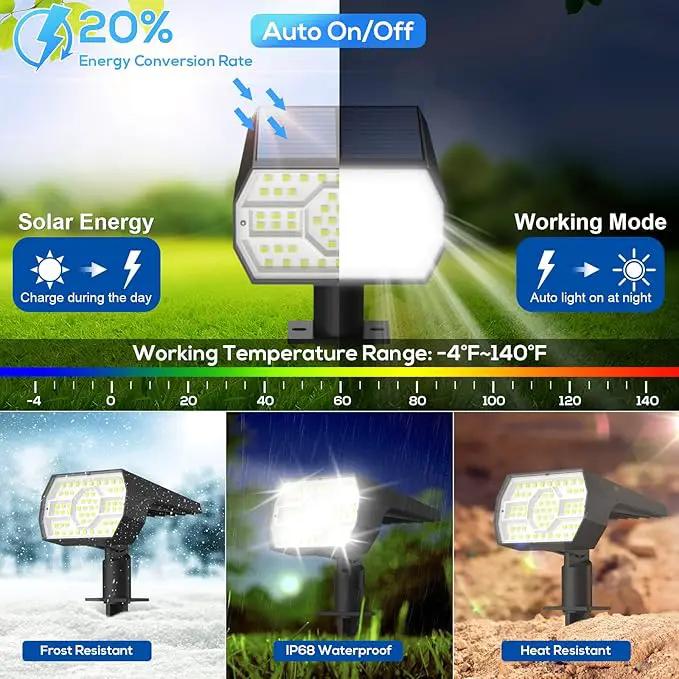 NYMPHY Solar Lights Outdoor Waterproof IP68, 56 LED 3 Lighting Modes Solar Powered Garden Yard Spot Solar Lights for Outside Landscape- 4 Pack (Cool White) by GreenHaven Gardens