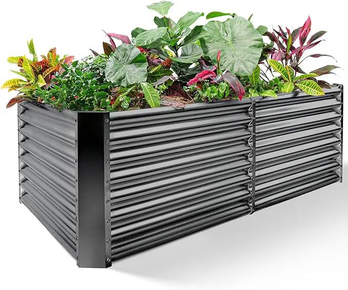 Land Guard 8×4×2 ft Galvanized Raised Garden Bed Kit, Galvanized Planter Raised Garden Boxes Outdoor, Large Metal Raised Garden Beds for Vegetables(Grey)… by GreenHaven Gardens