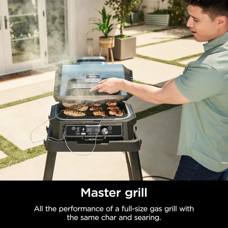 Ninja OG951 Woodfire Pro Connect Premium XL Outdoor Grill & Smoker, Bluetooth, App Enabled, 7-in-1 Master Grill, BBQ Smoker, Outdoor Air Fryer, Woodfire Technology, 2 Built-In Thermometers, Black by GreenHaven Gardens