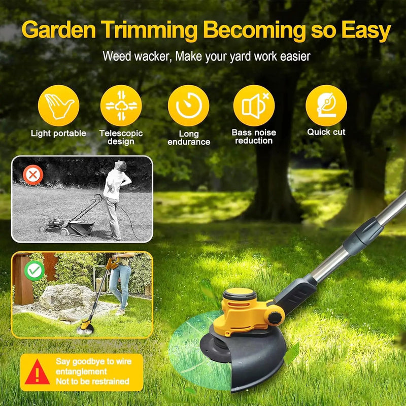 Cordless Weed Wacker for Dewalt 20V Battery, 4 in 1 Weed Eater Battery Powered, 1300W Lightweight Cordless Weed Wacker, Brush Cutter for Lawn, Yard and Bush Trimming (No Battery) by GreenHaven Gardens