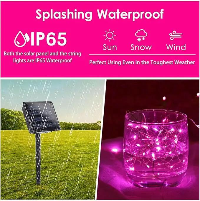 Solar String Lights Outdoor, 2-Pack Total 80FT 200 LED Solar Christmas Twinkle Lights Outside Waterproof Copper Wire 8 Modes Solar Fairy Lights for Garden Tree Party Birthday Christmas Decor (Pink) by GreenHaven Gardens