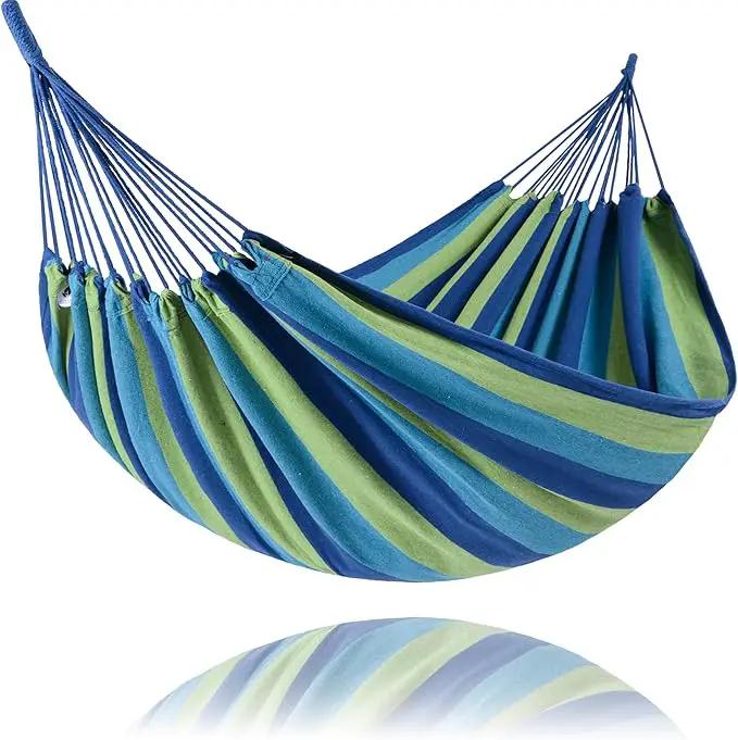 SUNCREAT Portable Tree Hammock, Double Hammocks 2 Person with Outer Bag, Blue Stripe by GreenHaven Gardens