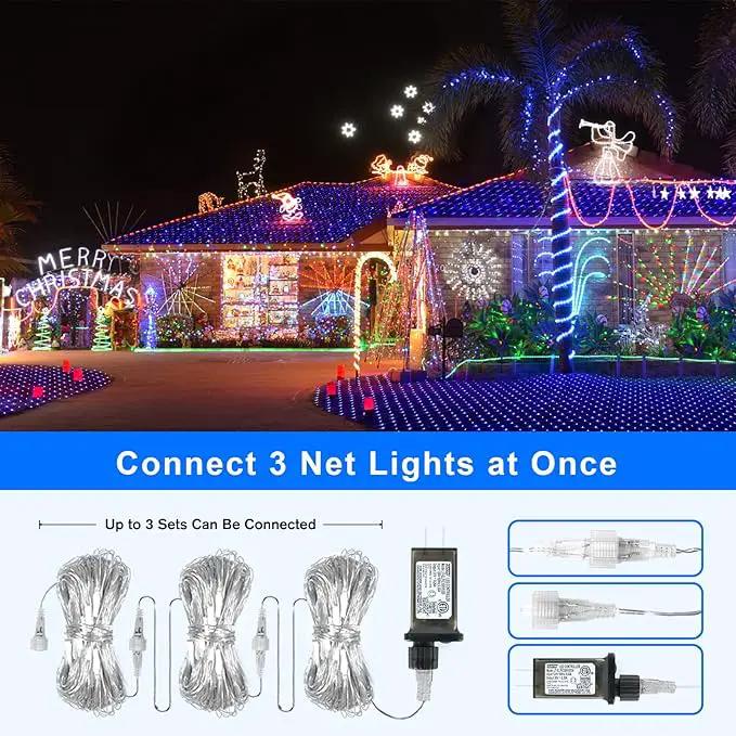 Blue Net Lights Outdoor - 360 LED Christmas Lights Plug in With Remote, 12 x 5ft Extendable 8 Modes Waterproof for Bushes Gazebo Lawn Wedding Patio Garden Tree Decoration by GreenHaven Gardens