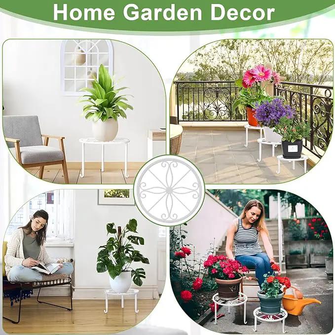ZUIYIN 7 Pack Metal Plant Stands for Outdoor Indoor, Anti-Rust Iron Flower Pot Stands Outdoor Plants Stands, Indoor Floor Plant Holder Heavy Duty Plant Shelf for Patio, Plant Lover Gifts(White) by GreenHaven Gardens
