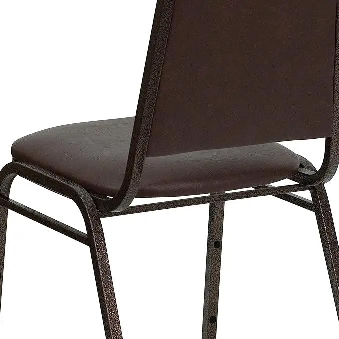 EMMA + OLIVER Trapezoidal Back Vinyl Stackable Banquet Chair, Multipurpose Stacking Chair with Padded Seat and Back, Brown/Copper by GreenHaven Gardens