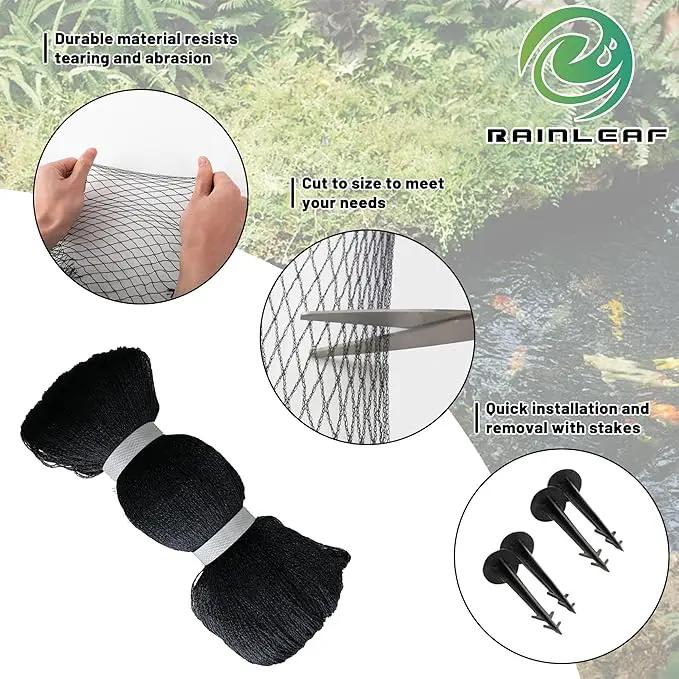 Rainleaf Pond Netting, 7' x 10' Pond Net Cover, Koi Pond Netting for Leaves, Heavy Duty Koi Pond Net Protecting Koi Fish from Herons, Stakes Included by GreenHaven Gardens