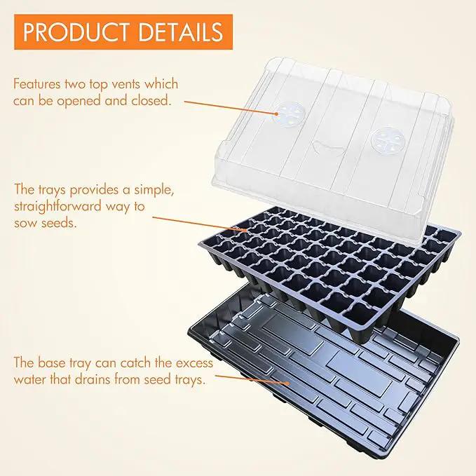 Gardzen Seed Starter Tray, 5 Pack Smiling Face Plant Germination Trays with Total 350-Cell, Seed Starter Kit with Humidity Vented Domes and Bases for Starting Vegetable Flower Herb Seeds 18" x 14" by GreenHaven Gardens