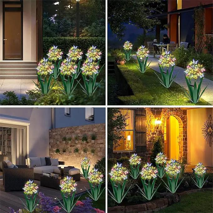 Homight Solar Metal Agave Butterfly Flower Stick Garden Sculpture - Outdoor Christmas Lights With Swaying Butterfly Sunflower - Solar Outdoor Gift (3 PCS Green) by GreenHaven Gardens