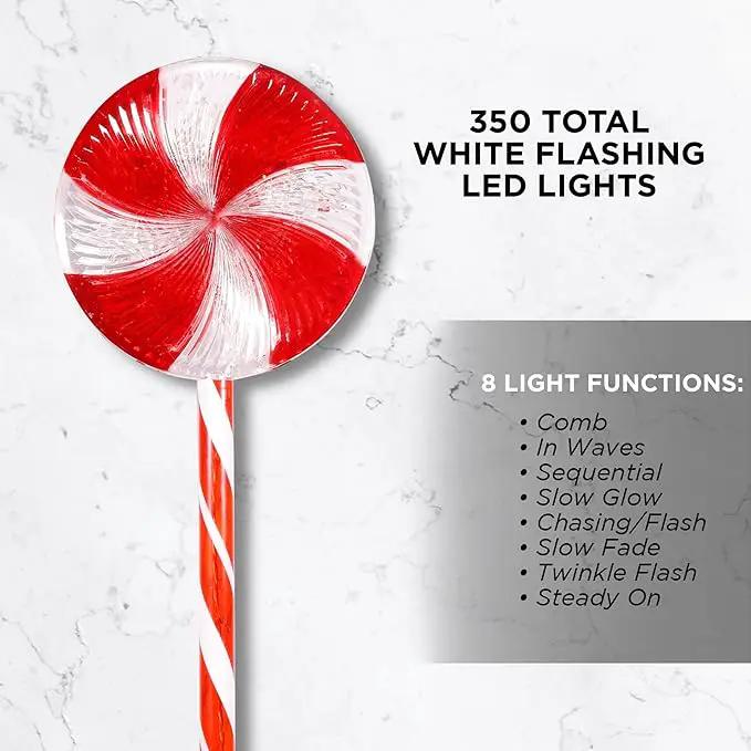Alpine Corporation 28" H Outdoor Candy Cane Yard Stakes with Red and White LED Lights (Set of 3), Christmas Decoration by GreenHaven Gardens
