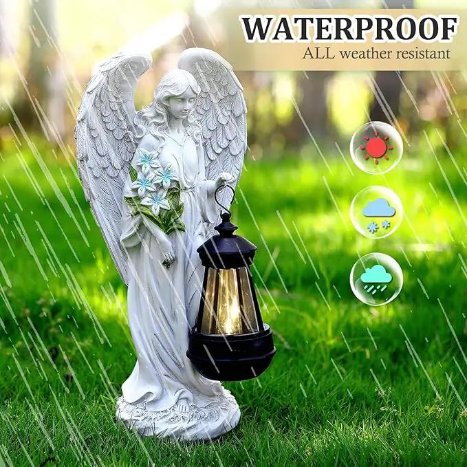 Solar Angel Outdoor Garden Decor Statues – 13.2 inches Solar Outdoor Sculptures for Outside Yard Art Patio Balcony Front Lawn Ornaments Gifts for Mom Grandma Women by GreenHaven Gardens