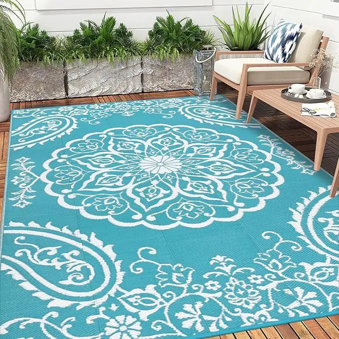Pauwer Reversible Outdoor Rug, 6'x9', Waterproof Polypropylene Patio Mat, RV, Balcony, Deck, Beach, Picnic by GreenHaven Gardens