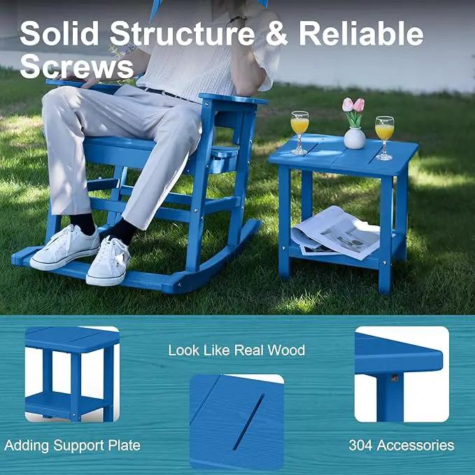 Outdoor Side Table - 2-Tier Storage All Weather Outdoor End Table for Patio - HDPE Morden Easy Maintenance Adirondack Side Table for Pool Porch Balcony Garden Lawn Backyard Outside Indoor by GreenHaven Gardens