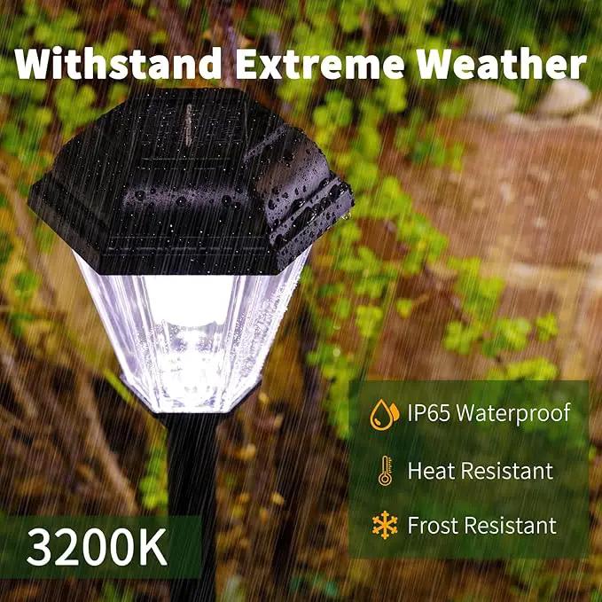 Solar Pathway Lights Outdoor 4 Pack, Upgraded 1000mAh Battery Up to 12Hrs, Solar Lights Outdoor Waterproof IP65, Warm White Landscape Light for Garden by GreenHaven Gardens