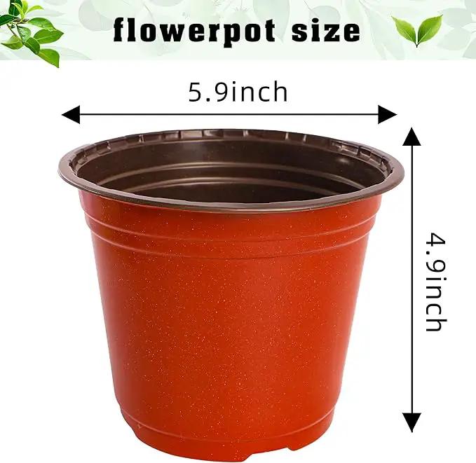 TDHDIKE 6 Inch Plastic Plant Nursery Pot/Pots (100pcs Pots and 100pcs Plant Labels) Seedlings Flower Plant Container (Red) Seed Starting Pots Indoor Outdoor by GreenHaven Gardens