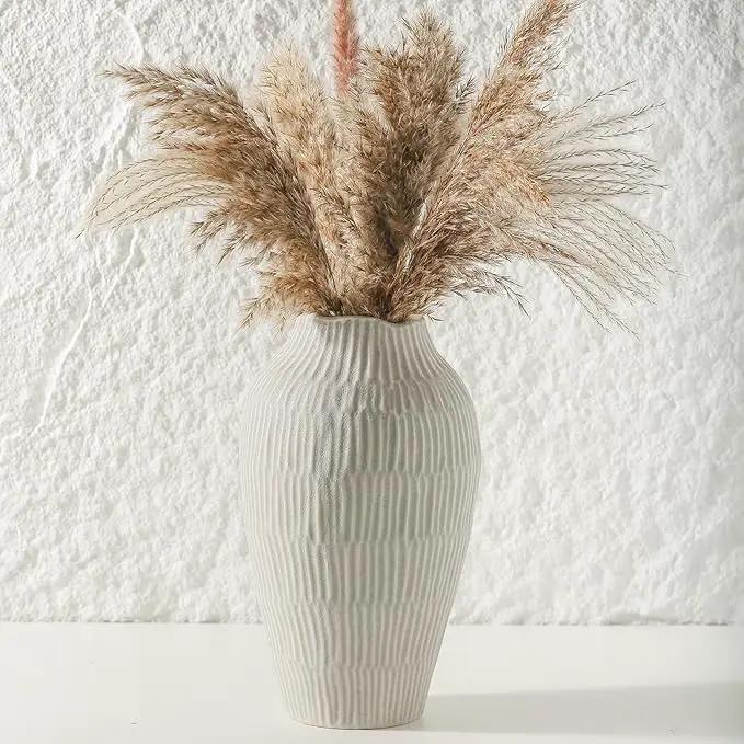 Ceramic Vase for Home Decor,11.6 Inch Flower Vases,Decorative Blue Vase for Pampas Grass,Modern Art Texture Vases for Home Entryway Living Room Dining Table Farmhouse Office Decor(Grey) by GreenHaven Gardens
