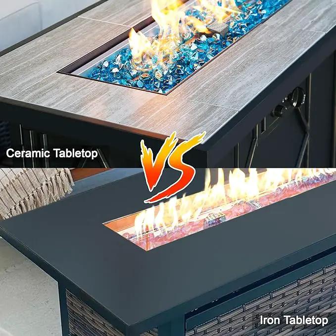 BALI OUTDOORS Fire Pit Table Propane Gas Firepit Rectangular Fire Table 42In 60,000 BTU for Outside Patio Backyard Deck Balcony by GreenHaven Gardens