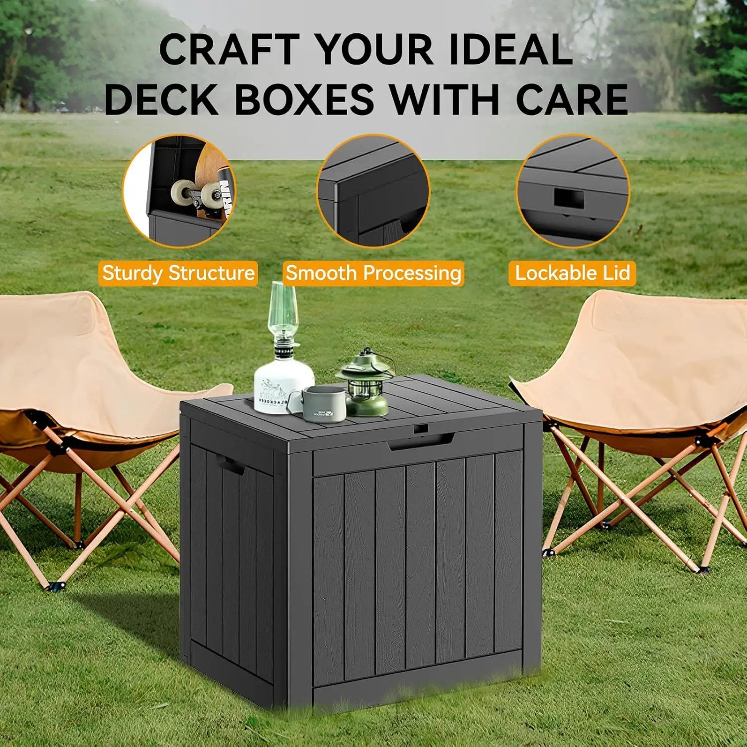KAMABOKO 32 Gallon Outdoor Storage Box 2 Pack All-Weather Deck Box for Patio Furniture, Package Deliveries, Garden Tools, Pool Supplies & Cushions, Black by GreenHaven Gardens