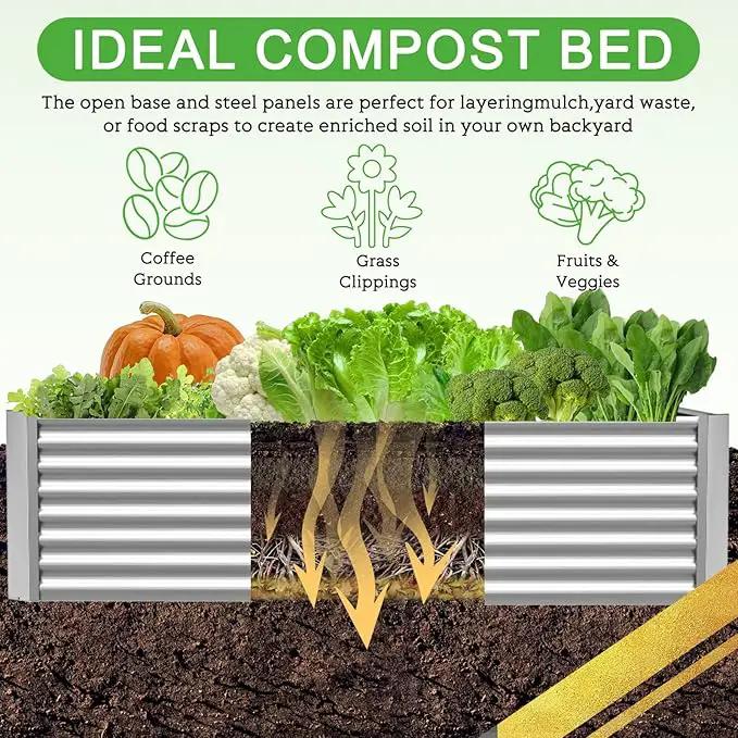 4 Pack 6x3FT Galvanized Raised Garden Bed Outdoor,Metal Garden Bed for Vegetables,Steel Raised Beds for Gardening,Above Ground Garden Box for Flower by GreenHaven Gardens